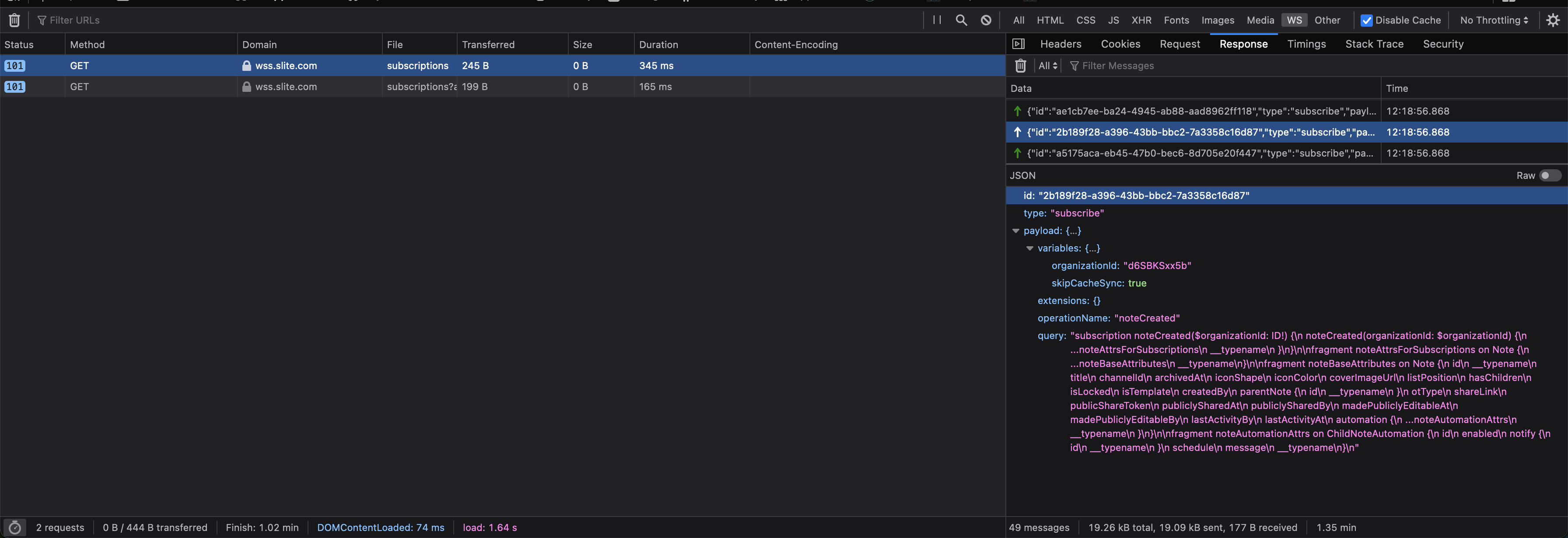 example of websocket connection